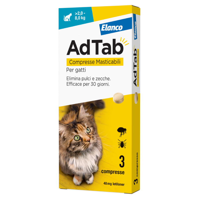 AdTab 2-8kg  48mg per Gatto - 3 Compresse Azzurro AdTab 2-8kg  48mg per Gatto - 3 Compresse Azzurro